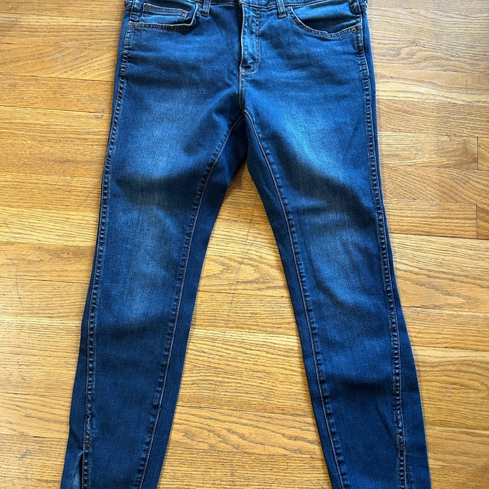 Pilcro and the Letterpress Mid-Rise Blue Skinny Jeans